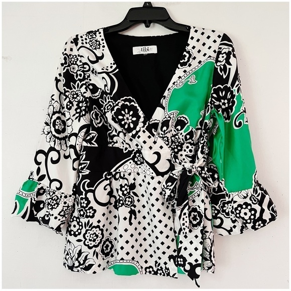 Tibi Floral Print Silk Wrap Blouse - Picture 16 of 16